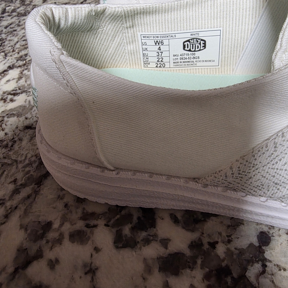 Hey Dude Women's Wendy Bow Essentials White Flats - Picture 4 of 5